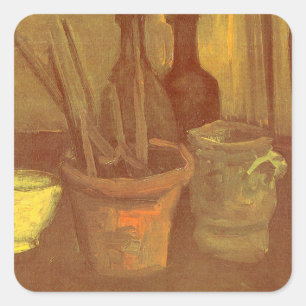 Vincent van Gogh - Stilleven penseel in pot Vierkante Sticker