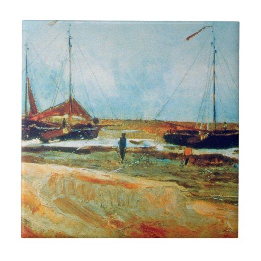 Vincent Van Gogh - Strand bij Scheveningen Kunstwe Tegeltje (Voorkant)