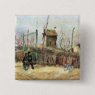Vincent van Gogh - Street Scene in Montmartre Vierkante Button 5,1 Cm