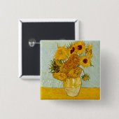 Vincent Van Gogh Sunflower Vierkante Button 5,1 Cm (Voorkant /achterkant)