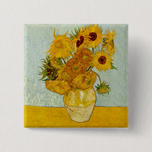 Vincent Van Gogh Sunflower Vierkante Button 5,1 Cm
