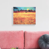 Vincent Van Gogh - Sunset on Wheat Fields Fine Art Canvas Afdruk (Insitu (Woonkamer))