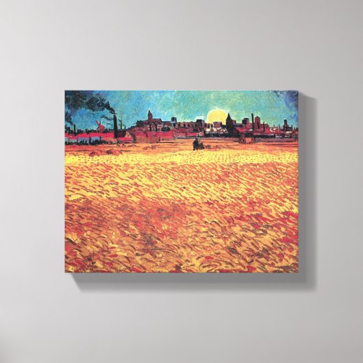 Vincent Van Gogh - Sunset on Wheat Fields Fine Art Canvas Afdruk (Voorkant)