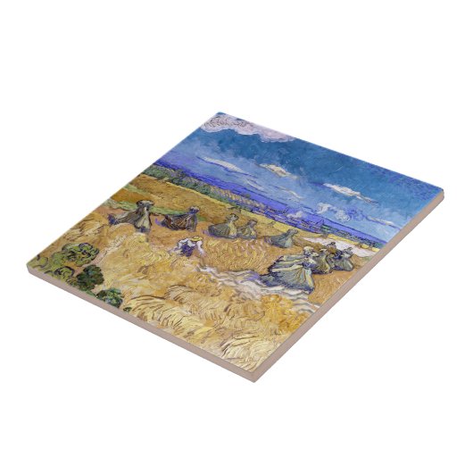 Vincent van Gogh - Tarwe Stacks met luiers Tegeltje (Zijkant)