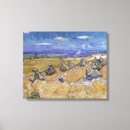 Vincent van Gogh - Tarwe Stacks met Reaper Canvas Afdruk (Voorkant)
