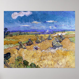 Vincent van Gogh - Tarwestacks met maaier Poster