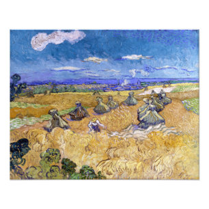 Vincent van Gogh - Tarwestapels met maaier Foto Afdruk