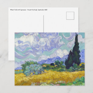Vincent Van Gogh - Tarweveld met cipressen Briefkaart