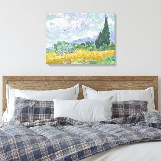 Vincent van Gogh, tarweveld met cipressen Canvas Afdruk (Insitu (Slaapkamer))