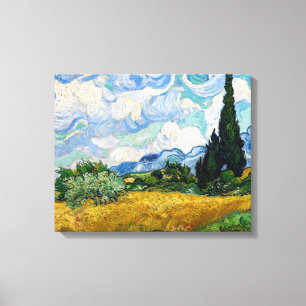 Vincent Van Gogh - Tarweveld met cipressen Canvas Afdruk