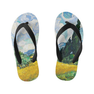 Vincent Van Gogh Tarweveld met cipressen Kinder Teenslippers