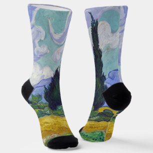 Vincent Van Gogh - Tarweveld met cipressen Sokken