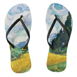 Vincent Van Gogh Tarweveld met cipressen Teenslippers
