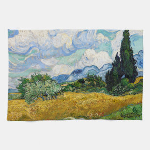 Vincent Van Gogh - Tarweveld met Cypresse Theedoek