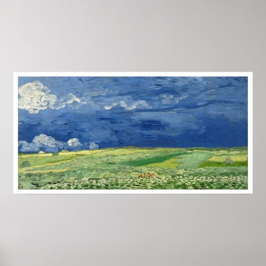 Vincent Van Gogh Tarweveld onder onweerswolken Poster (Voorkant)