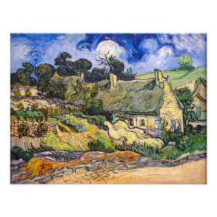 Vincent Van Gogh - Thatched Cottages in Cordeville Foto Afdruk