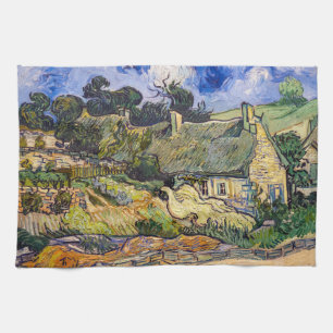 Vincent Van Gogh - Thatched Cottages in Cordeville Theedoek