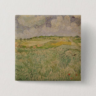 Vincent van Gogh The Plain at Auvers, 1890 Vierkante Button 5,1 Cm