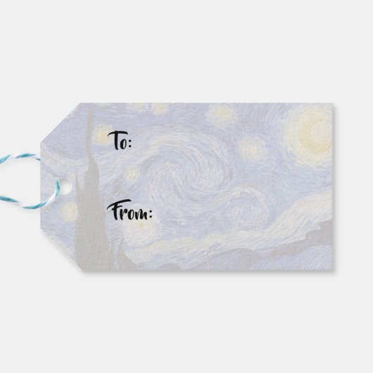 Vincent Van Gogh - The Starry night Cadeaulabel (Achterkant Horizontaal)