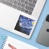 Vincent Van Gogh - The Starry night Sticker (Laptop met iPhone)
