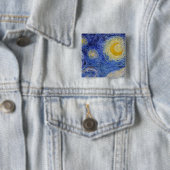 Vincent Van Gogh - The Starry night Vierkante Button 5,1 Cm (In situ)
