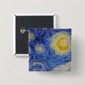 Vincent Van Gogh - The Starry night Vierkante Button 5,1 Cm (Voorkant /achterkant)