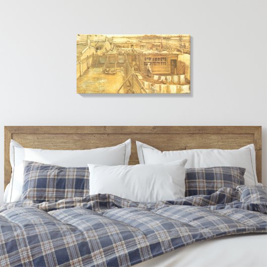 Vincent van Gogh - timmermanstuin en wasserij Canvas Afdruk (Insitu (Slaapkamer))