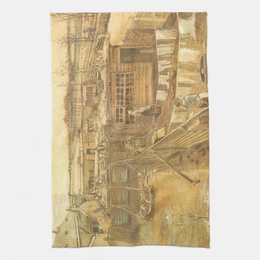 Vincent van Gogh - timmermanstuin en wasserij Theedoek (Verticaal)