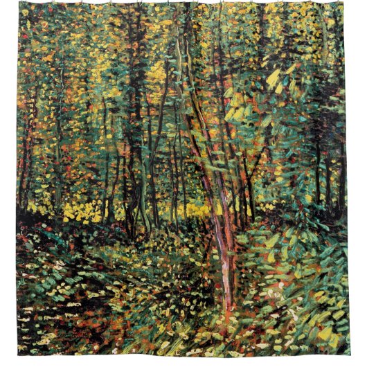 Vincent van Gogh - Trees en undergrowth Fine Art Douchegordijn (Voorkant)