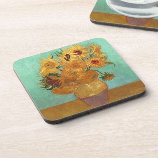 Vincent van Gogh twaalf zonnebloemen in een vaas Bier Onderzetter (Linkerzijde)