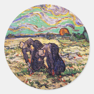 Vincent Van Gogh - Twee boerenvrouwen - Fijne Kuns Ronde Sticker