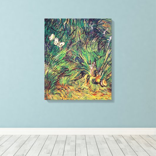 Vincent Van Gogh - Twee witte Butterflies Fine Art Canvas Afdruk (Insitu (Houten vloer))