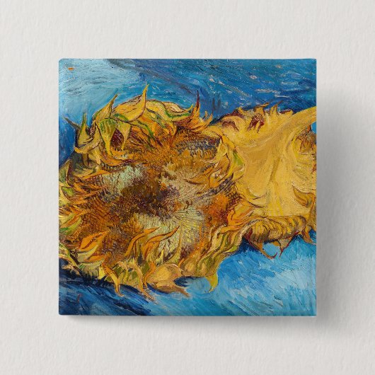 Vincent van Gogh - Two Cut Sunflower Vierkante Button 5,1 Cm (Voorkant)
