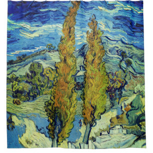 Vincent Van Gogh Two Poplars op Saint-Rémy Douchegordijn
