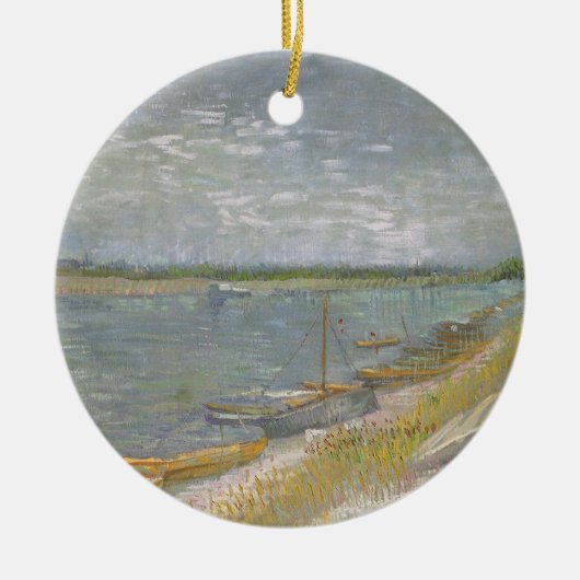 Vincent van Gogh - Uitzicht van een rivier w Roeib Keramisch Ornament (Voorkant)