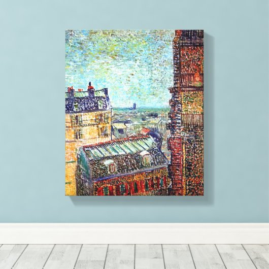 Vincent van Gogh - Uitzicht van Paris Pointillism Canvas Afdruk (Insitu (Houten vloer))