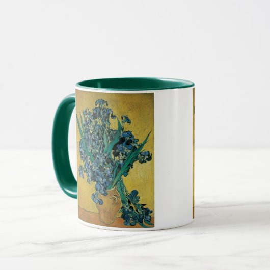 Vincent van Gogh - Vaas met irissen Gele achtergro Mok (Voorkant links)