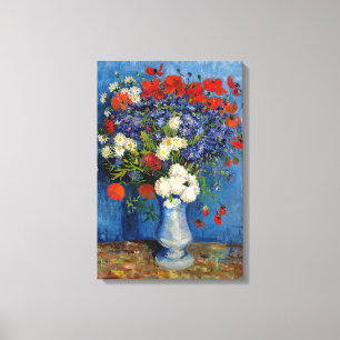 Vincent van Gogh - Vaas met korenbloemen & klaproz Canvas Afdruk