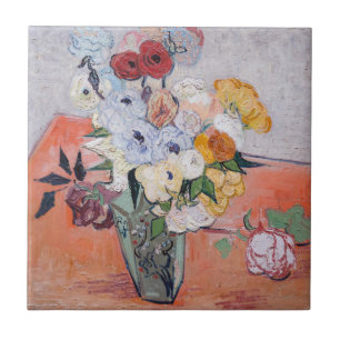 Vincent van Gogh - Vaas met rozen & anemoon Tegeltje