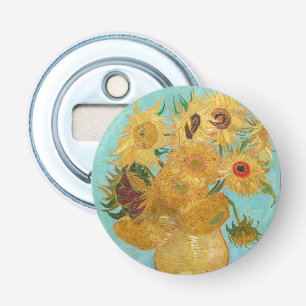 Vincent Van Gogh - Vaas met twaalf zonnebloemen Button Flesopener