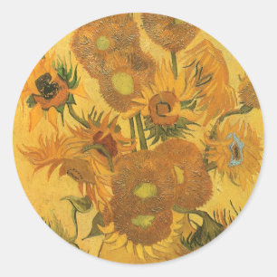 Vincent van Gogh - Vaas met vijftien zonnebloemen Ronde Sticker