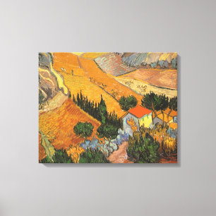 Vincent van Gogh - Vallei met ploeger Canvas Afdruk