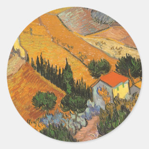 Vincent van Gogh - Vallei met ploeger Ronde Sticker
