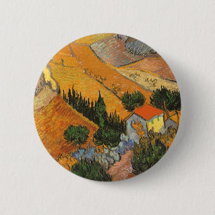 Vincent van Gogh - Vallei met ploegman Ronde Button 5,7 Cm