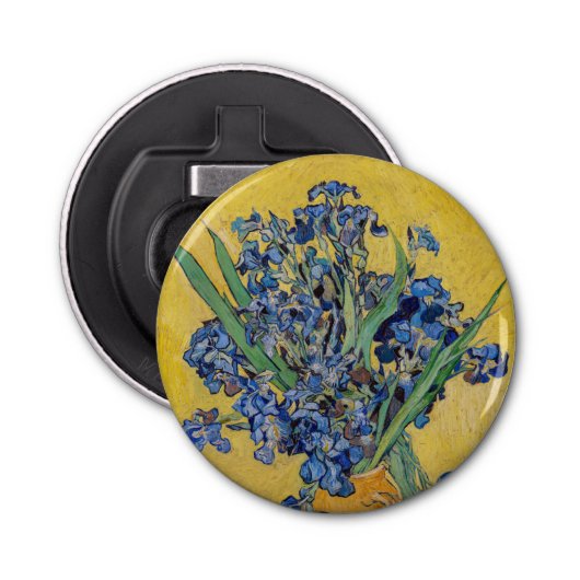 Vincent van Gogh - Vase met Irises Button Flesopener (Voorkant)