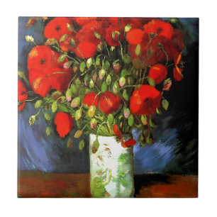 Vincent Van Gogh Vase met Red Poppies Floral Art Tegeltje