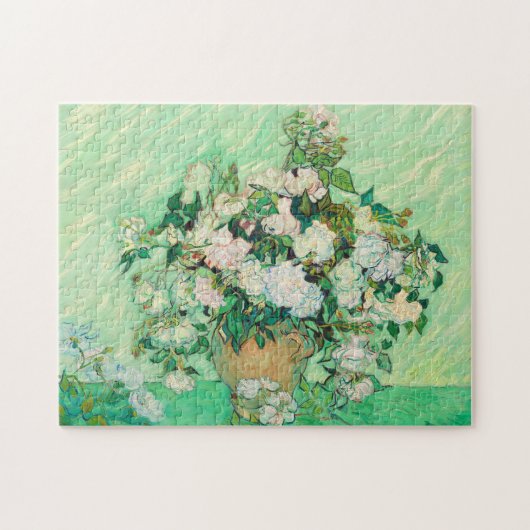 Vincent Van Gogh Vase met roze Roses Fine Art Legpuzzel (Horizontaal)