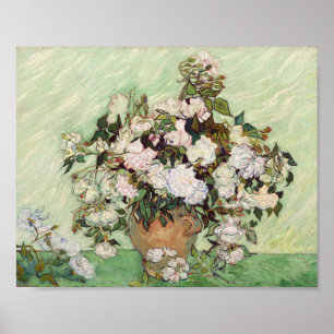 Vincent Van Gogh Vase met roze rozen Floral Art Poster