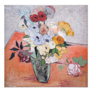 Vincent van Gogh - Vase met Rozen en Anemones Foto Afdruk