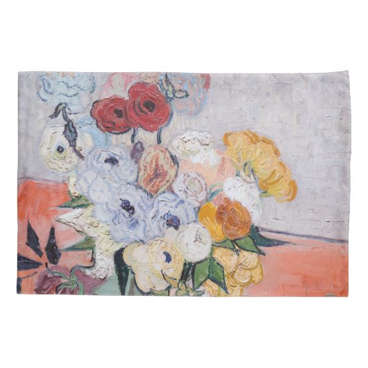 Vincent van Gogh - Vase met Rozen en Anemones Kussensloop (Achterkant)